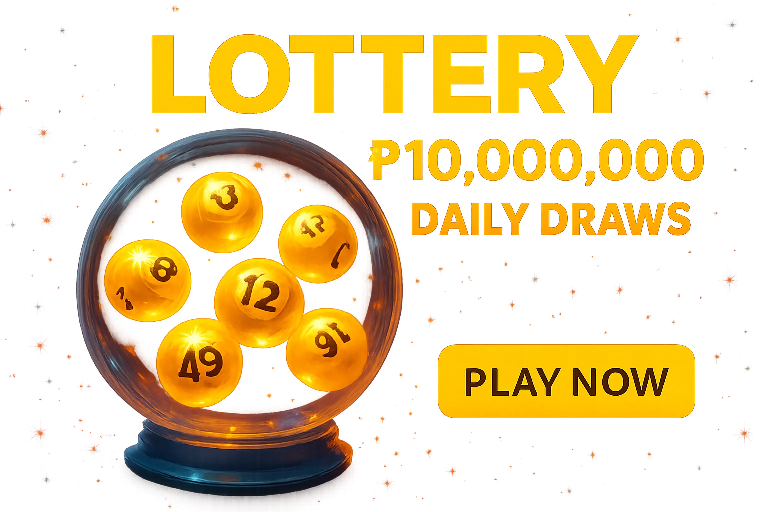 Glowing lottery balls in draw machine with Philippines jackpot banner